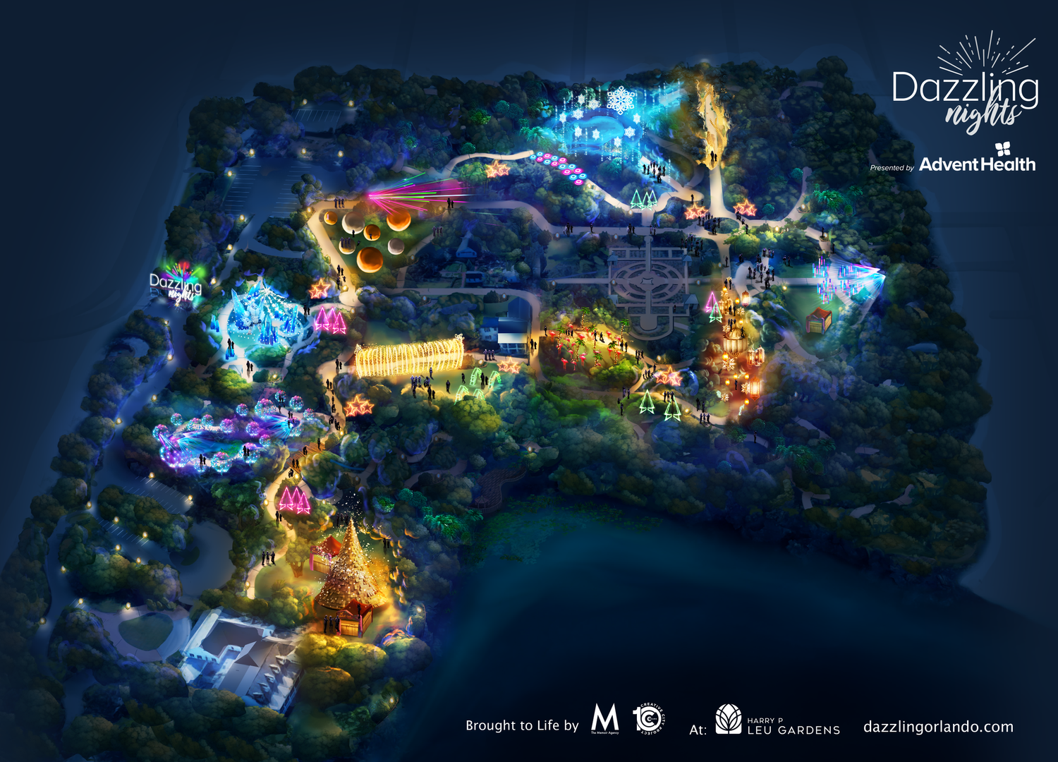 dazzling nights concept map of leu gardens at night